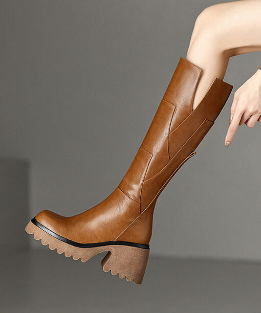 Thick leather stitching zipper shoes - Image 2