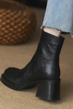Fashion zip-up block-heeled boots