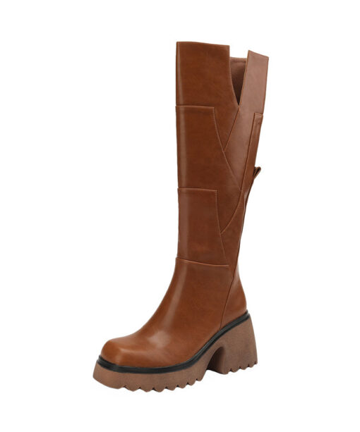 Thick leather stitching zipper shoes - Image 4