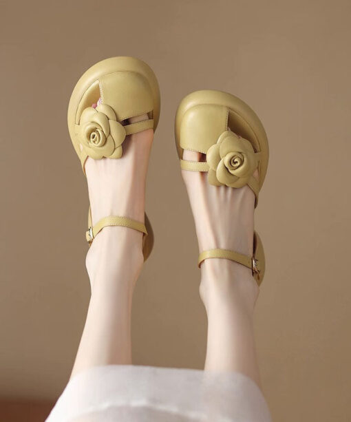 Fashion flower patchwork platform sandals