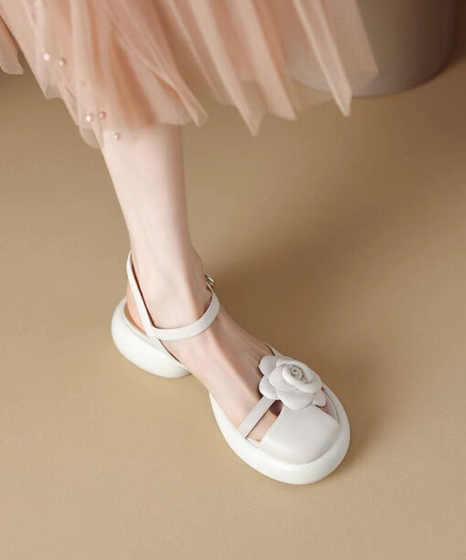 Fashion flower patchwork platform sandals - Image 5
