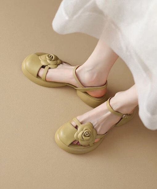 Fashion flower patchwork platform sandals - Image 6