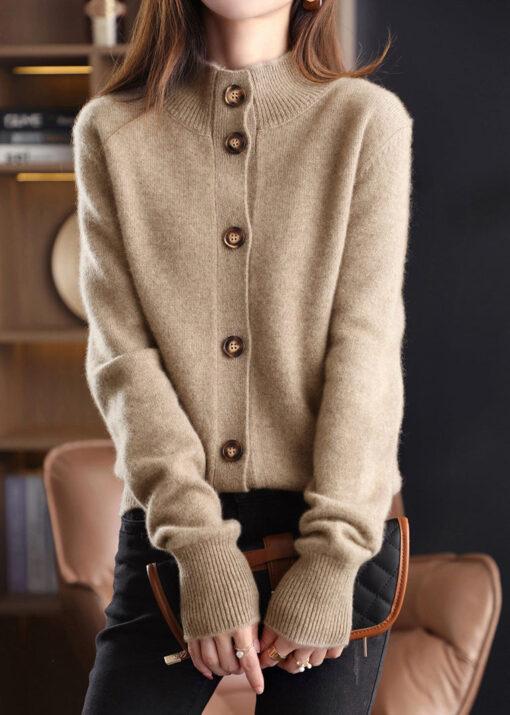 Handmade stand collar wool cardigan - Image 6