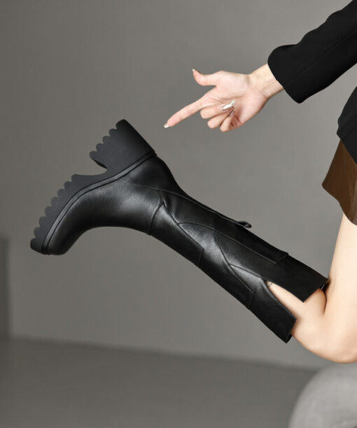 Thick leather stitching zipper shoes - Image 6