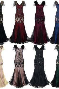 Sequin dress retro dress plus size banquet party dress dress