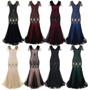 Sequin dress retro dress plus size banquet party dress dress